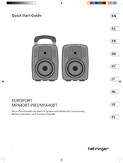 Behringer EUROPORT PA40BT Quick Start Manual