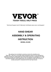 VEVOR HS-800 Assembly & Operating Instruction