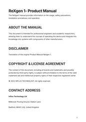 Influx Technology ReXgen 1 Product Manual