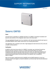 Vanderbilt Seismic GM760 Technical Support Information