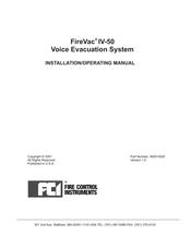 FCI FireVac IV-ZS Installation & Operating Manual