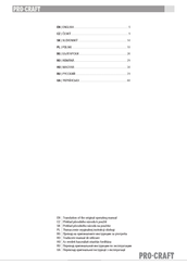 Pro-Craft PGA30 Translation Of The Original Operating Manual