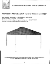 Member's Mark EasyLift EZLIFTI00 Assembly Instructions & User Manual