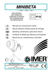 IMER INTERNATIONAL 1126611 Operating, Maintenance, Spare Parts Manual