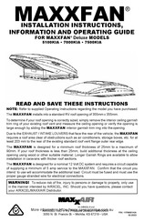 MAXXFAN Deluxe 7000KIA Installation Instructions, Information And Operating Manual