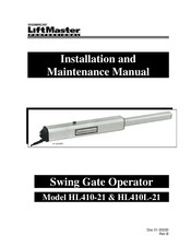 Chamberlain LiftMaster PROFESSIONAL HL410L-21 Installation And Maintenance Manual