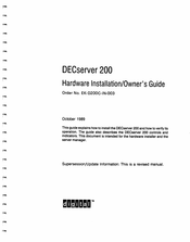 Digital Equipment DECserver 200 Installation And Owner's Manual
