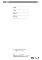 Pro-Craft ES20Li Translation Of The Original Operating Manual