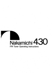 Nakamichi 430 Operating Instructions Manual