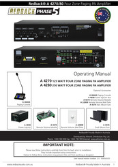 Redback A 4270 Operating Manual