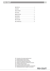 Pro-Craft PGS20 Translation Of The Original Operating Manual