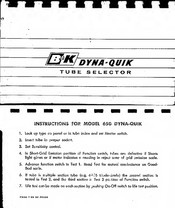 B&K DYNA-QUIK 650 Instructions Manual