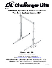 Challenger Lifts CL20-2 Installation, Operation & Maintenance Manual