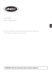 Unox XEBHC-ACEU Instructions For Installation, Use And Maintenance Manual