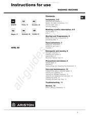 Ariston AVSL 85 Instructions For Use Manual