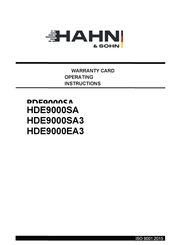 Hahn & Sohn HDE9000EA3 Operating Instructions Manual