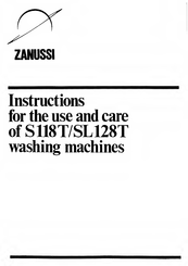 Zanussi S 118T Instructions For The Use And Care