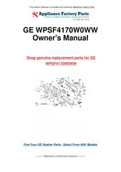 GE Profile Performance WPSF5170 Owner's Manual