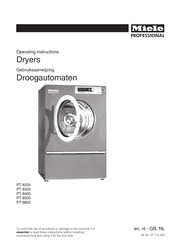 Miele professional PT 8255 Operating Instructions Manual