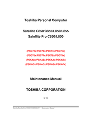 Toshiba Satellite Pro L850 Maintenance Manual