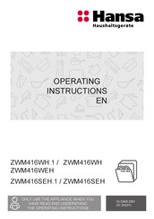 Hansa ZWM416WH 1 Series Operating Instructions Manual
