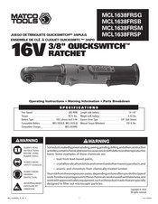 Matco Tools QUICKSWITCH MCL1638FRSB Operating Instructions Manual