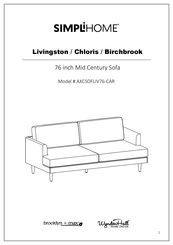 SIMPLIHOME brooklyn + max WyndenHall AXCSOFLIV76-CAR Manual