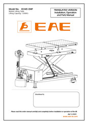 EAE EE-MS12MF Installation, Operation, And Parts Manual