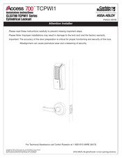 Assa Abloy CL33700 TCPWI1 Attention Installer