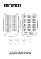Retekess TD175 Manual