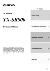 Onkyo TX-SR800 Instruction Manual