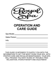Royal Spa Regal Operation And Care Manual