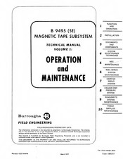 burroughs B 9495 5E Technical Manual