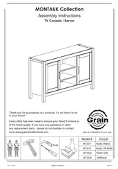 Grain Wood Furniture MONTAUK MT3312 Assembly Instructions Manual