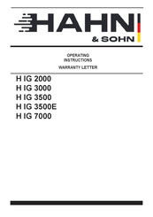 Hahn & Sohn H IG 3500E Operating Instructions Manual