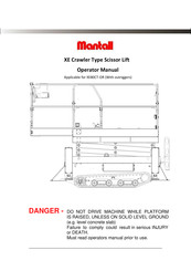 Mantall XE Crawler XE80CT-OR Operator's Manual