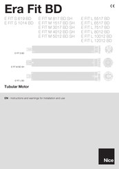 Nice Era Fit BD E FIT M 4012 BD SH Instructions And Warnings For Installation And Use