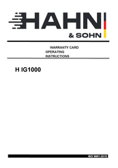 Hahn & Sohn H IG1000 Operating Instructions Manual