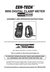 Harbor Freight Tools CEN-TECH 96308 Assembly And Operation Instructions Manual