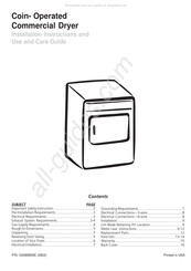 Electrolux Frigidaire FCGD3000ES Installation Instructions  Use And Care Manual