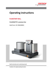 Fritsch PULVERISETTE 5 premium line Operating Instructions Manual