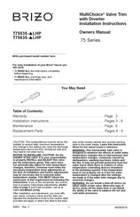 Brizo MultiChoice T75535 LHP Series Owner's Manual