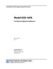 PRECISION FILTERS SCB-16FA Installation And Programming Instructions