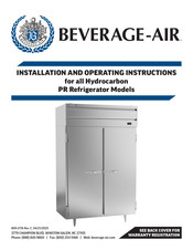 Beverage-Air PR3HC-1BG Installation And Operating Instructions Manual