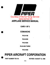 Piper Aircraft Corporation COMANCHE PA-24-180 Service Manual