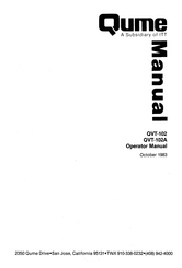ITT Qume QVT-102A Operator's Manual