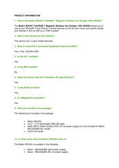 Belkin BOOST CHARGE WIC004 Product Information