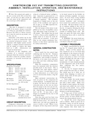 HAMTRONICS XV2-4 Assembly, Installation, Operation And Maintenance Instructions