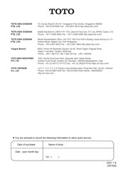 Toto WASHLET C5 TCF24410 Series Instruction Manual