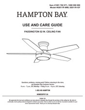 HAMPTON BAY PADDINGTON 63011R-MW Use And Care Manual
